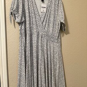 Forever 21 Black and White Polka Dot Midi Dress